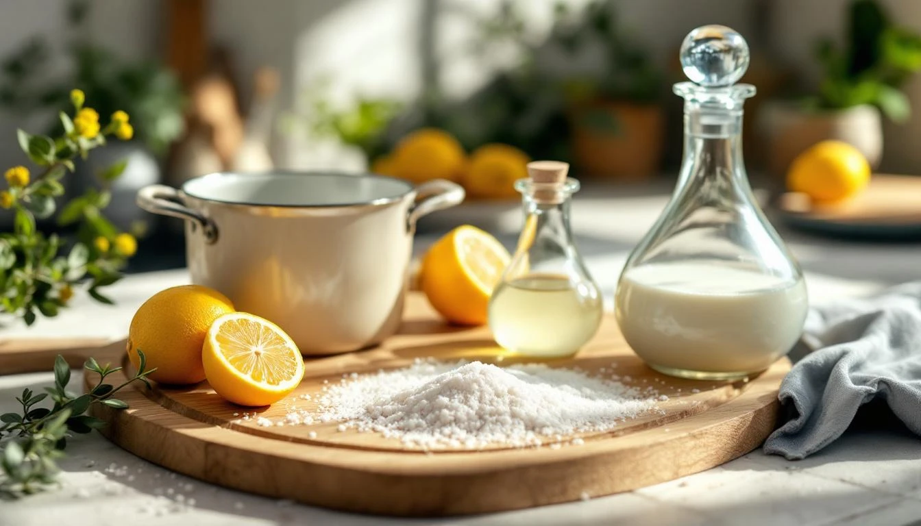 Ingrédients naturels pour remplacer pastilles lave-vaisselle : bicarbonate vinaigre blanc citron